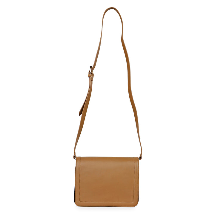 Favore Tan Leather Structured Sling Bag