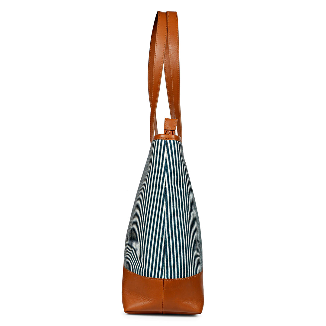 Favore Striped Leather Structured Shoulder Bag