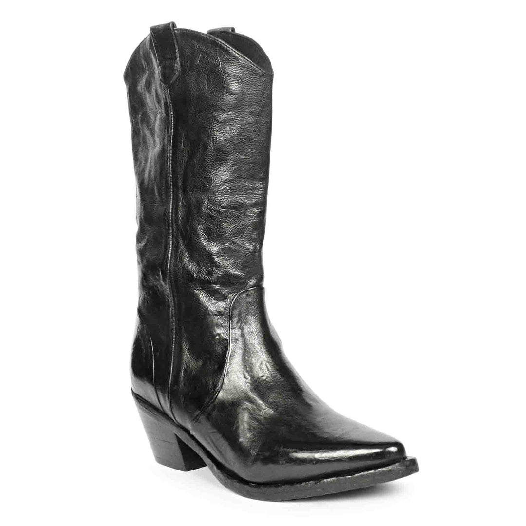 Saint Pippa Black Leather Washed Calf Boot