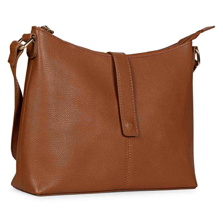 Favore Brown Leather Structured Silng Bag