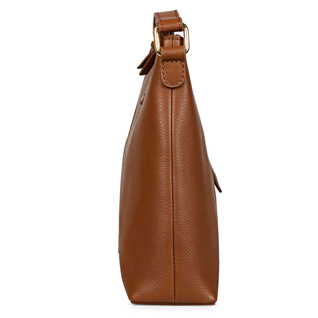 Favore Brown Leather Structured Silng Bag