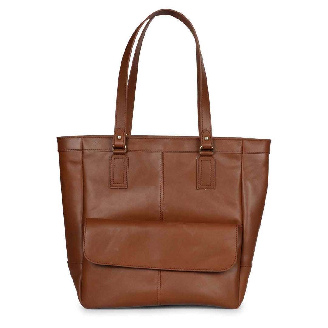 Favore Brown Leather Structured Shoulder Bag