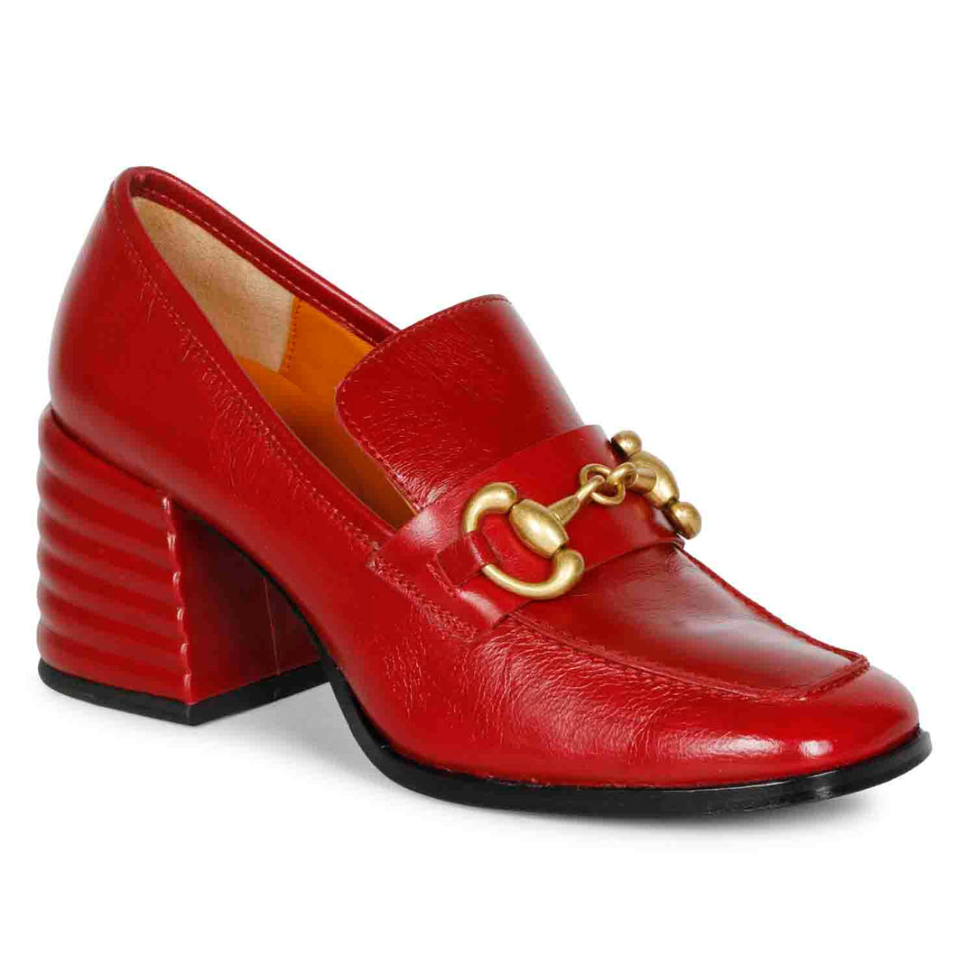 Saint Graziella Red Leather Handcrafted Moccasins