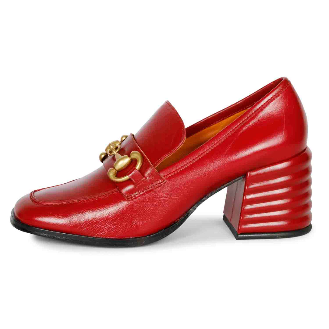 Saint Graziella Red Leather Handcrafted Moccasins