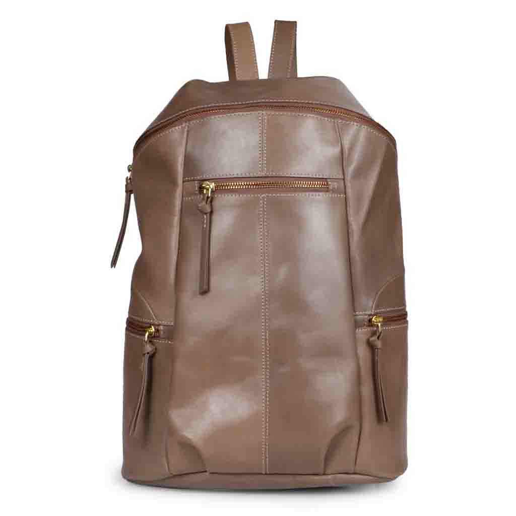 Favore Brown Leather Oversized Structured Backpacks