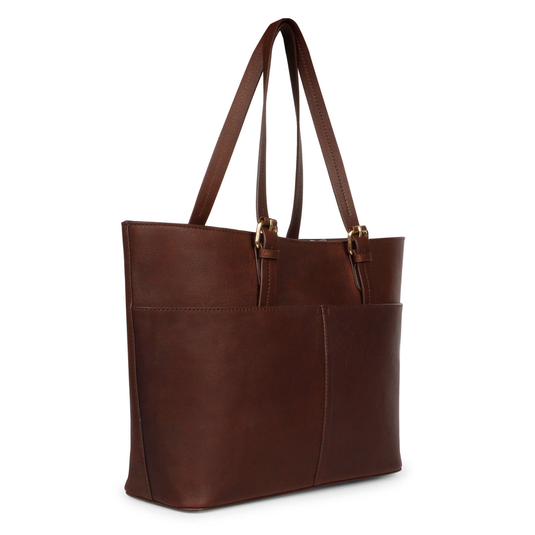 Favore Brown Leather Oversized Shopper Shoulder Bag