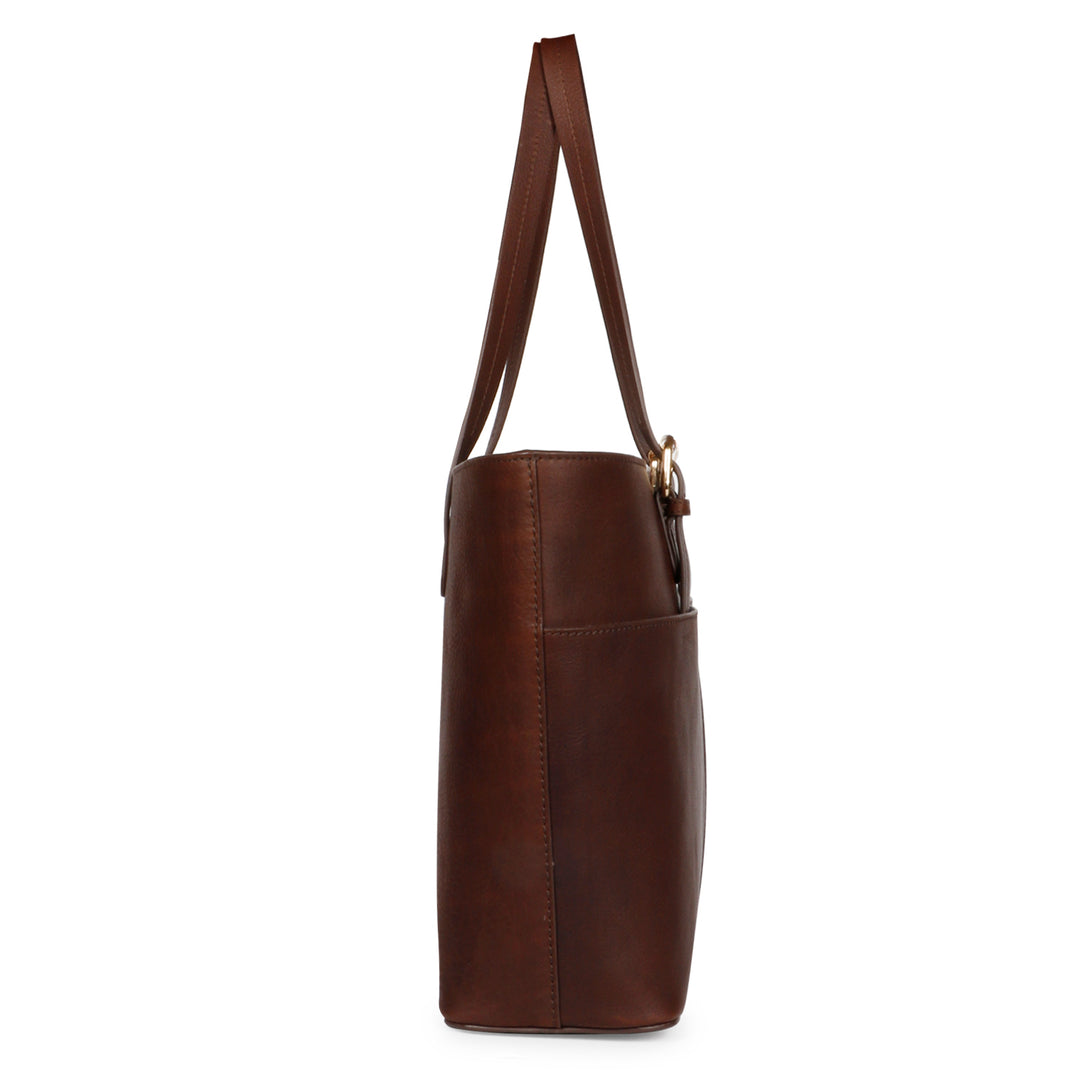 Favore Brown Leather Oversized Shopper Shoulder Bag