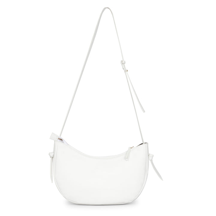 Favore Womens White Leather Half Moon Shoulder Bag