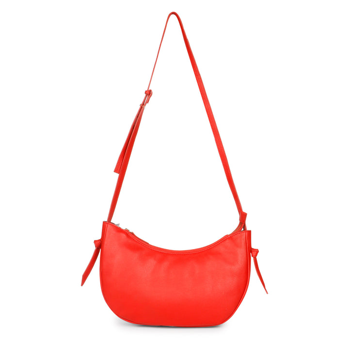 Favore Womens Red Half Moon Leather Sling Bag