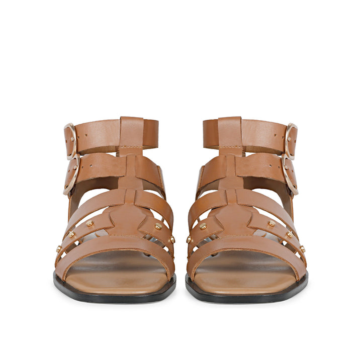 Kaylee Brown Leather Gladiator Sandals