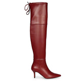 Saint Elodie Maroon Stretch Napa Thigh High Boots
