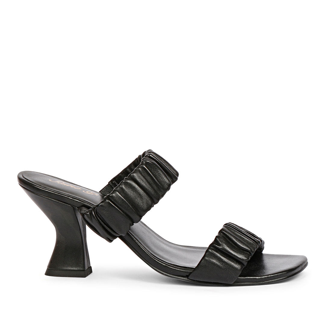 Saint Ariana Black Leather Mid Stiletto Heels.