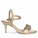 Saint Brittany Crystal Stone Gold Leather Stilettos