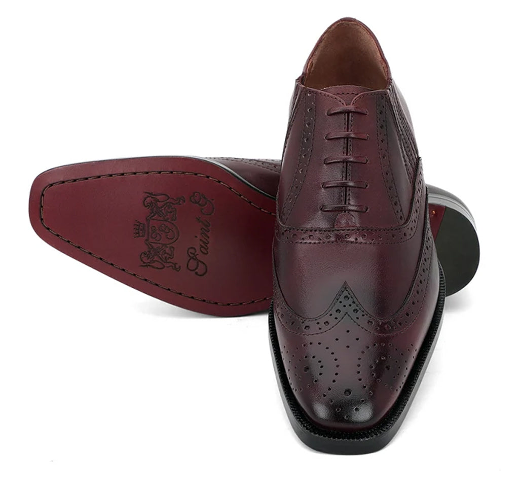 Saint Vincenzo Brown Leather Square Toe Lace Up Décor Shoes
