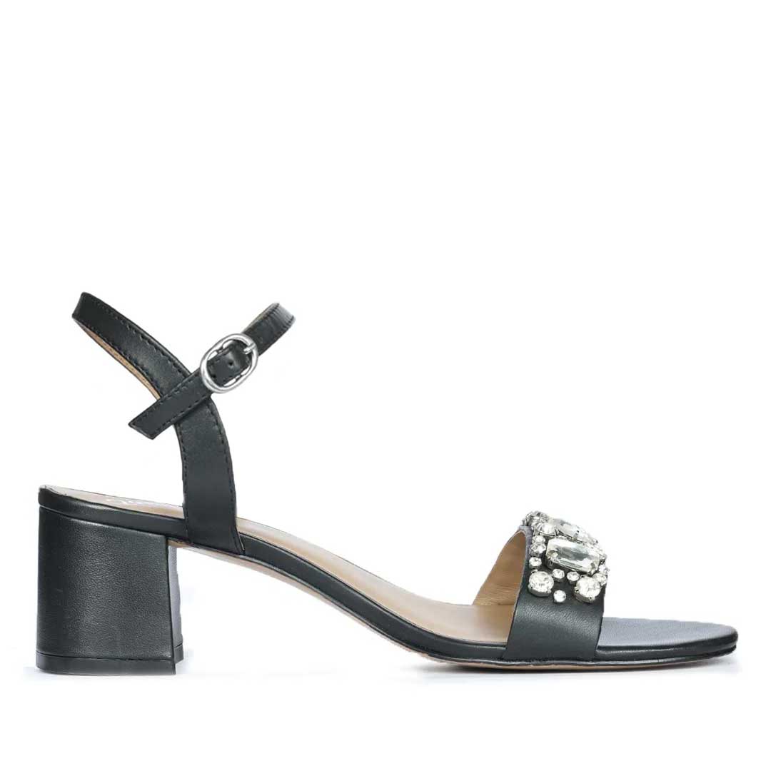 Saint Ella Black Leather Block Heels