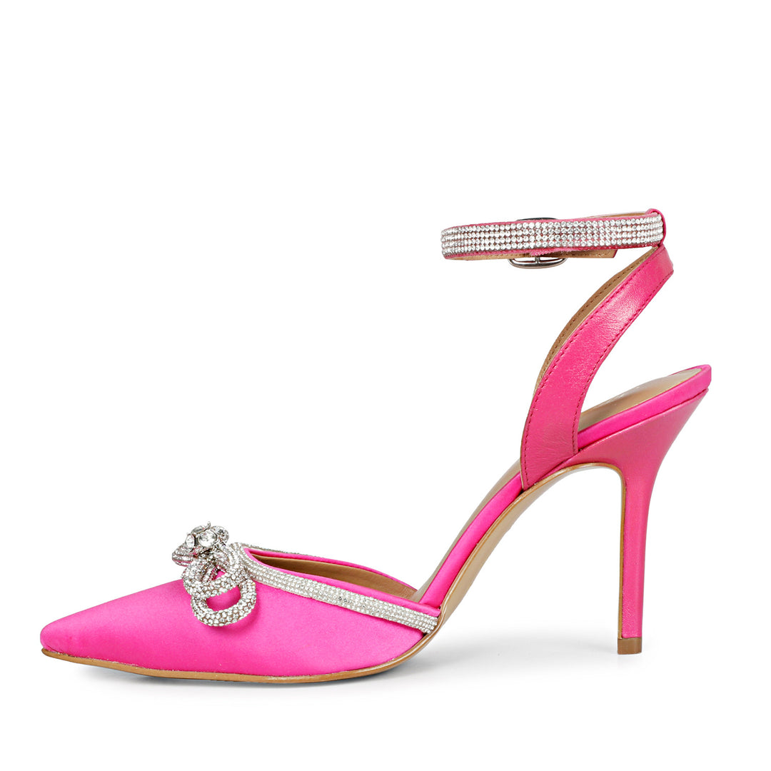 Silver Crystal Bow Pink Pumps
