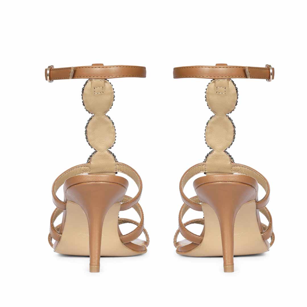 Tan Leather High Heel Sandals