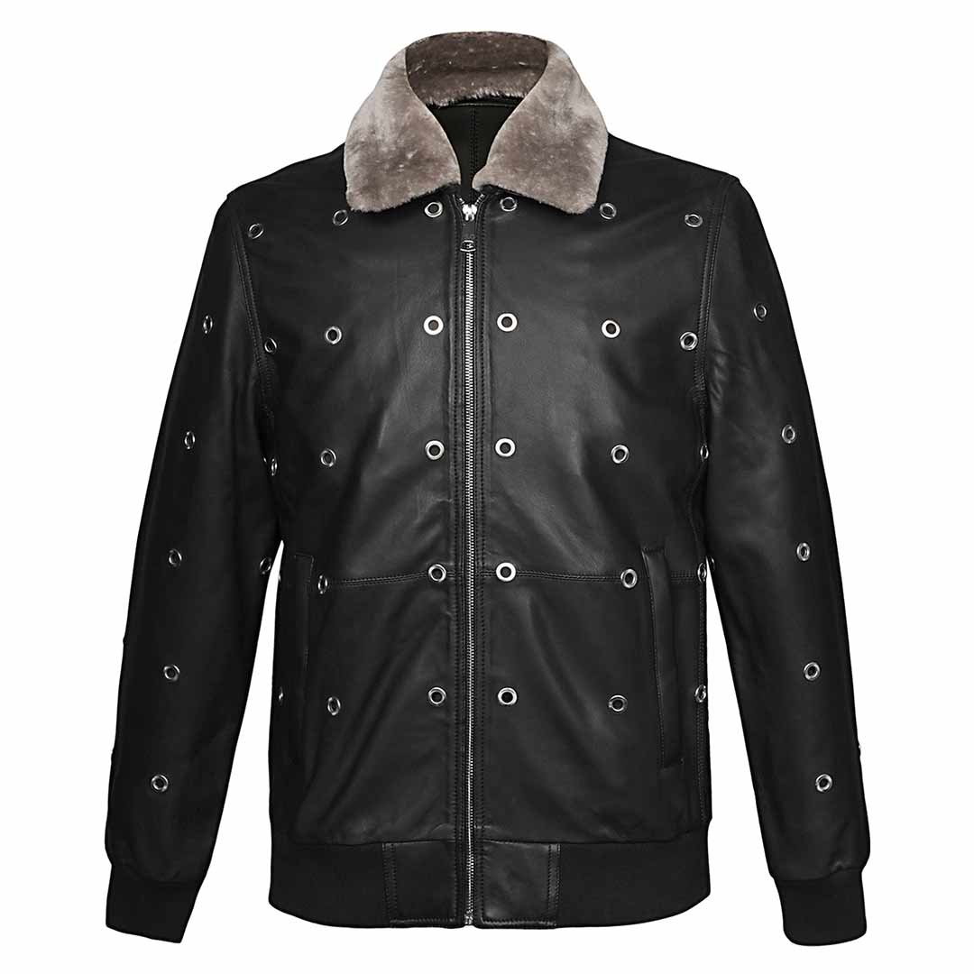 Saint Joshua Black Leather Men's Jackets
