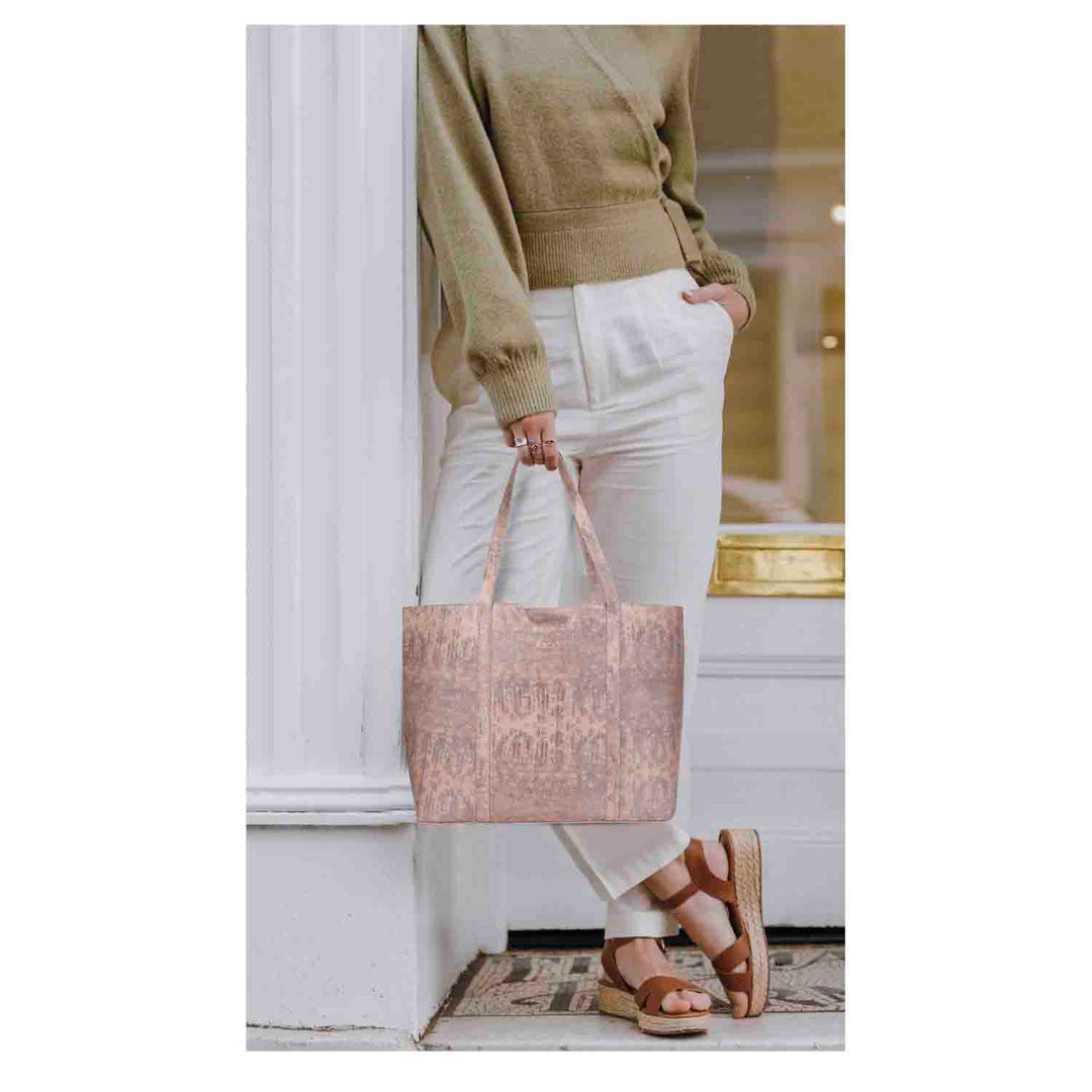 Favore Peach Leather Structured Shoulder Bag