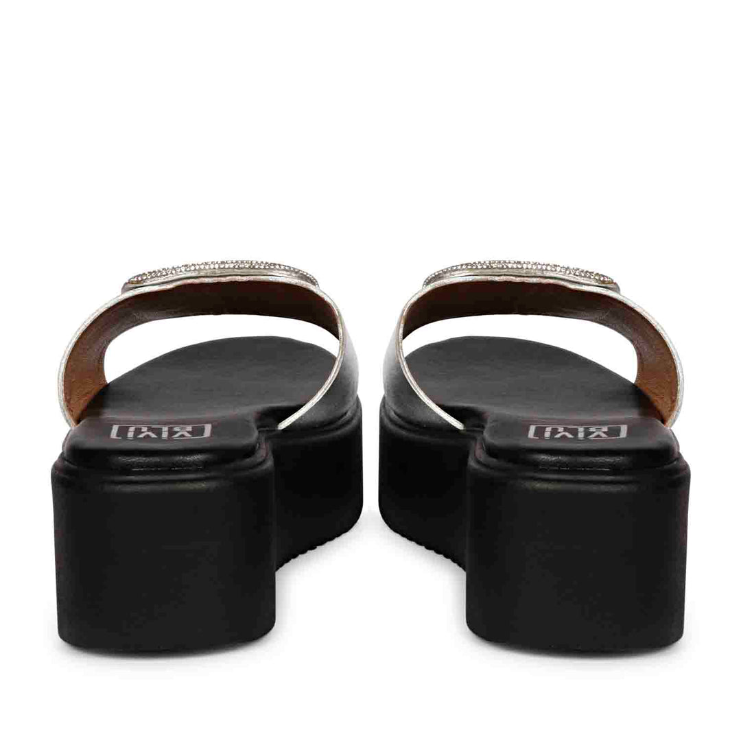 ViviBlu Silver Leather Platform Sandals