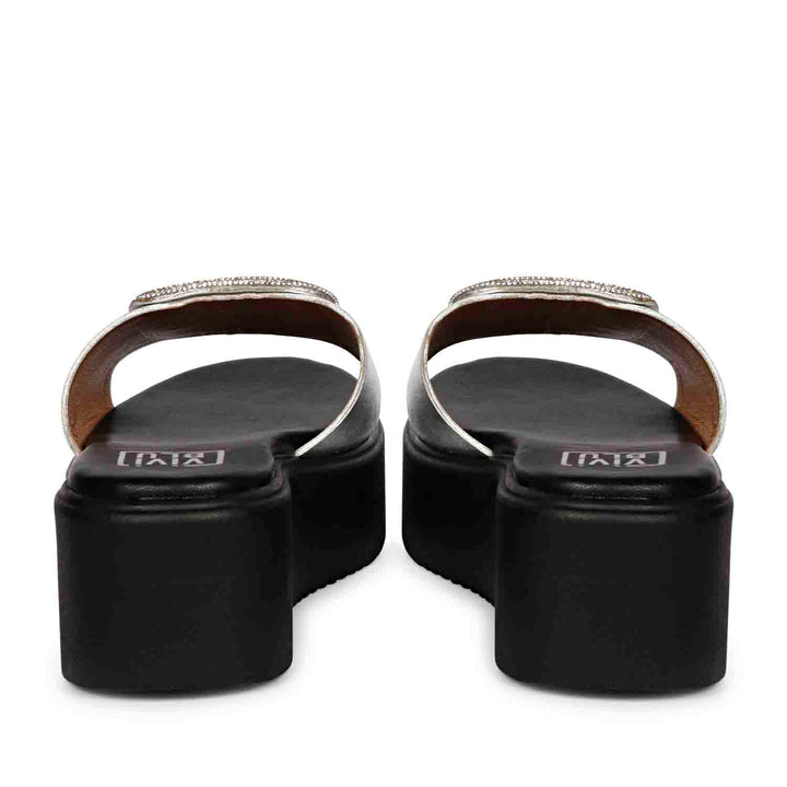 ViviBlu Silver Leather Platform Sandals