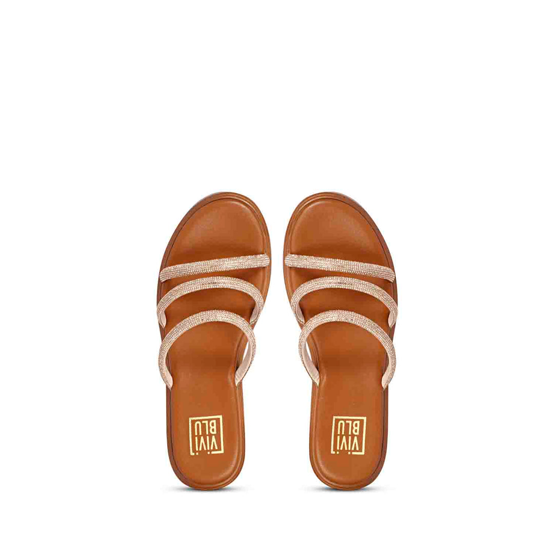 Cloe Crystal Cord Tan Platform Sandals