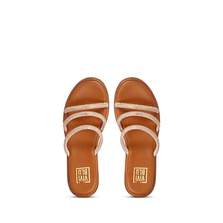 Cloe Crystal Cord Tan Platform Sandals