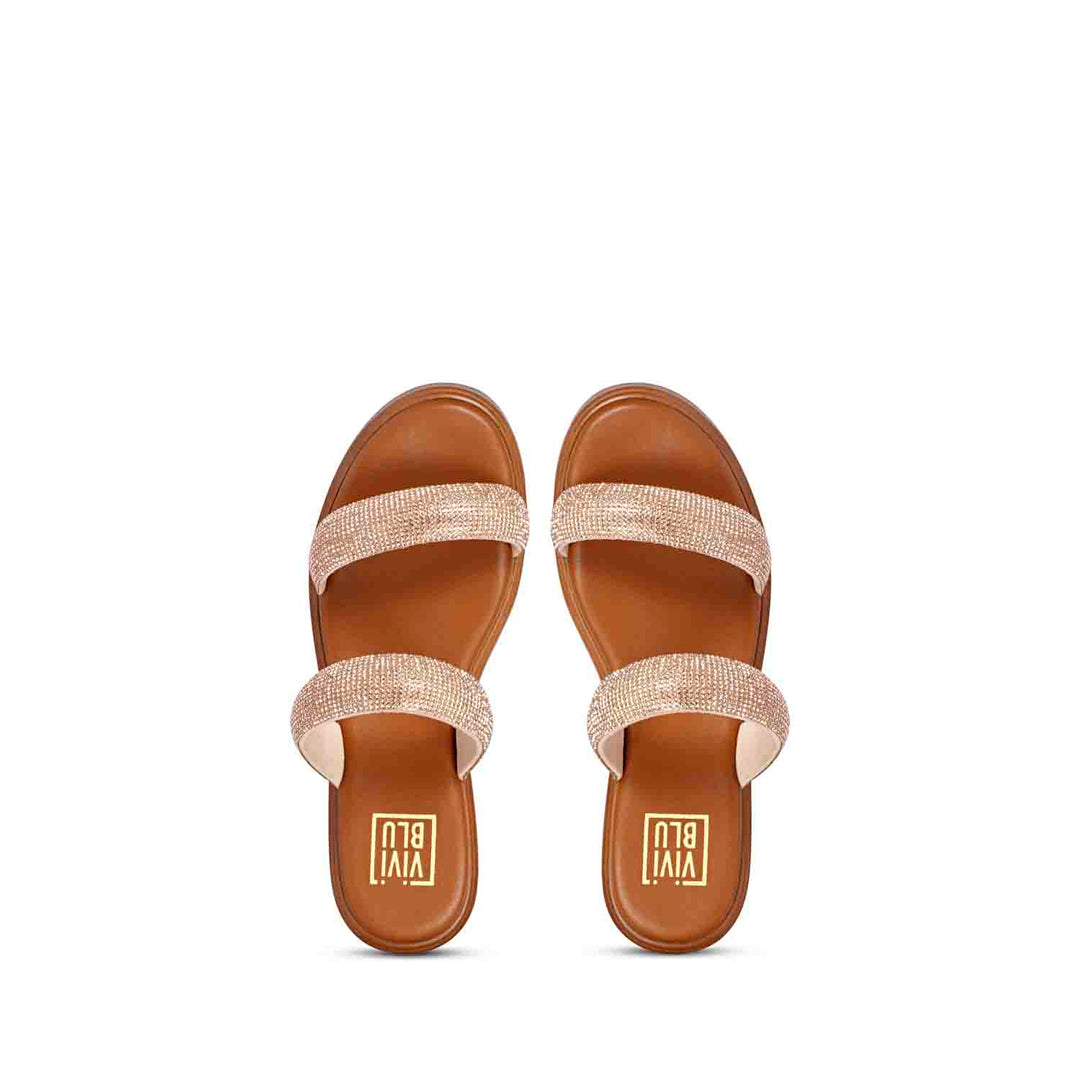 Aylin Crystal Cord Tan Platform Sandals