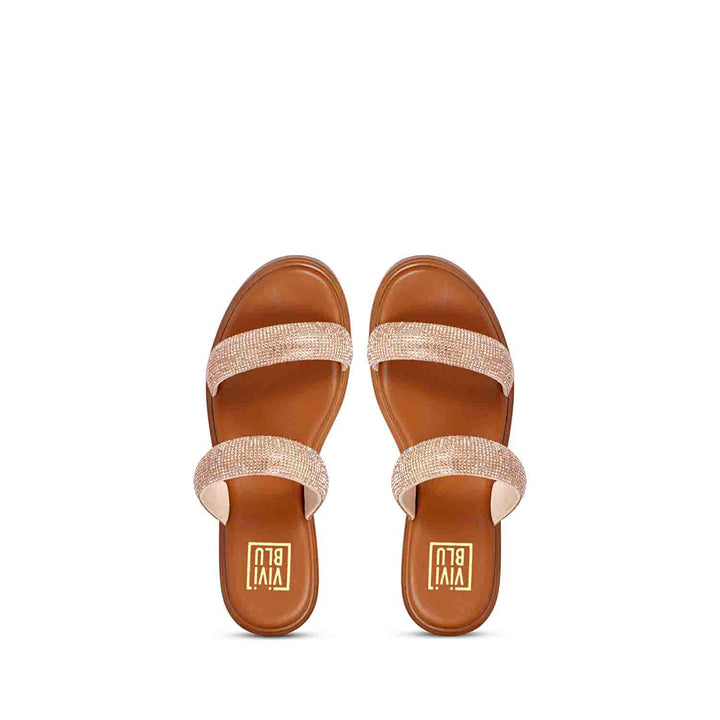 Aylin Crystal Cord Tan Platform Sandals