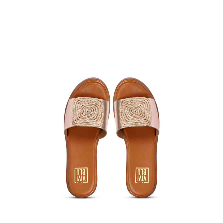 Freya Platin Leather Platform Sandals