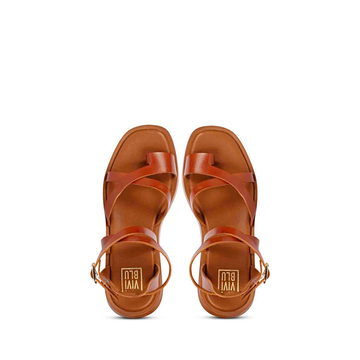 ViviBlu Tan Leather Platform Sandals