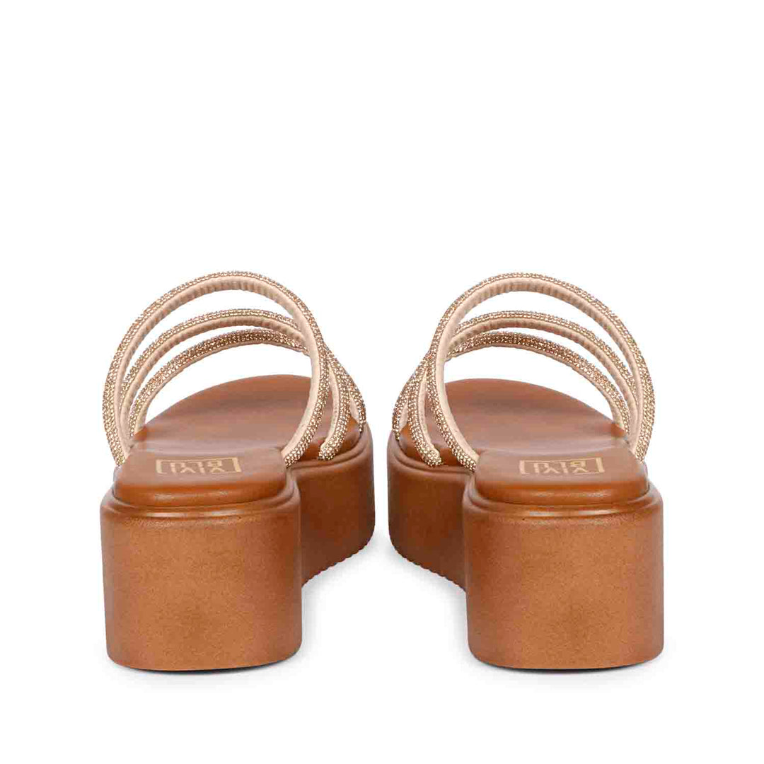 Cloe Crystal Cord Tan Platform Sandals