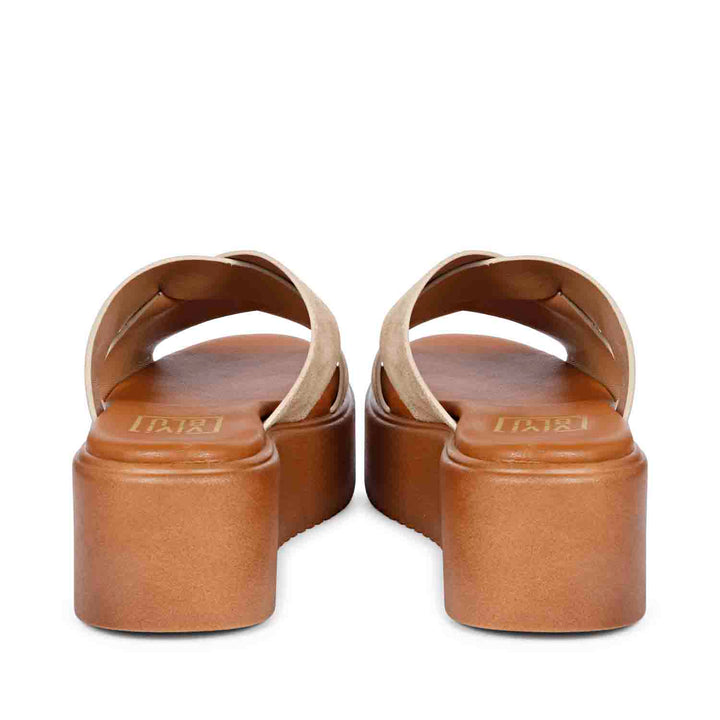 Anya Criss Cross Tan Leather Platform Sandals