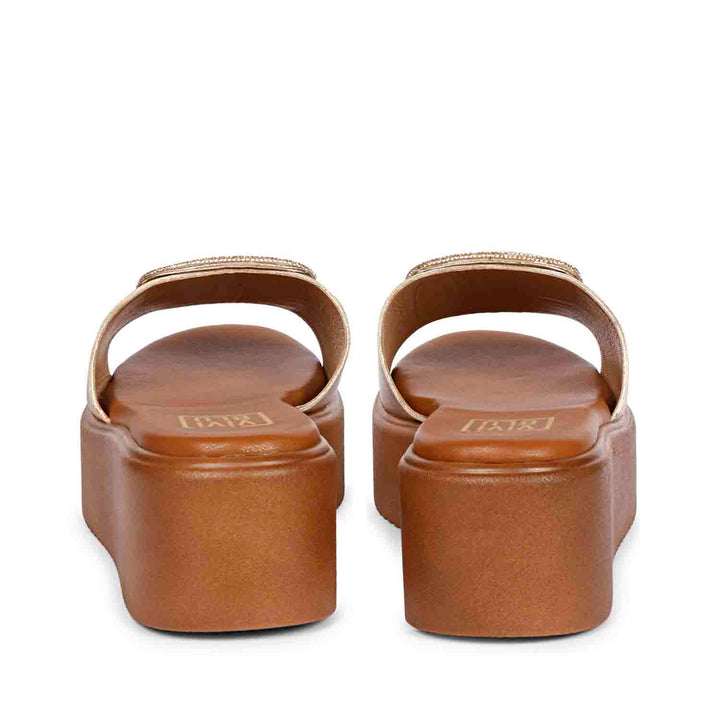 Freya Platin Leather Platform Sandals