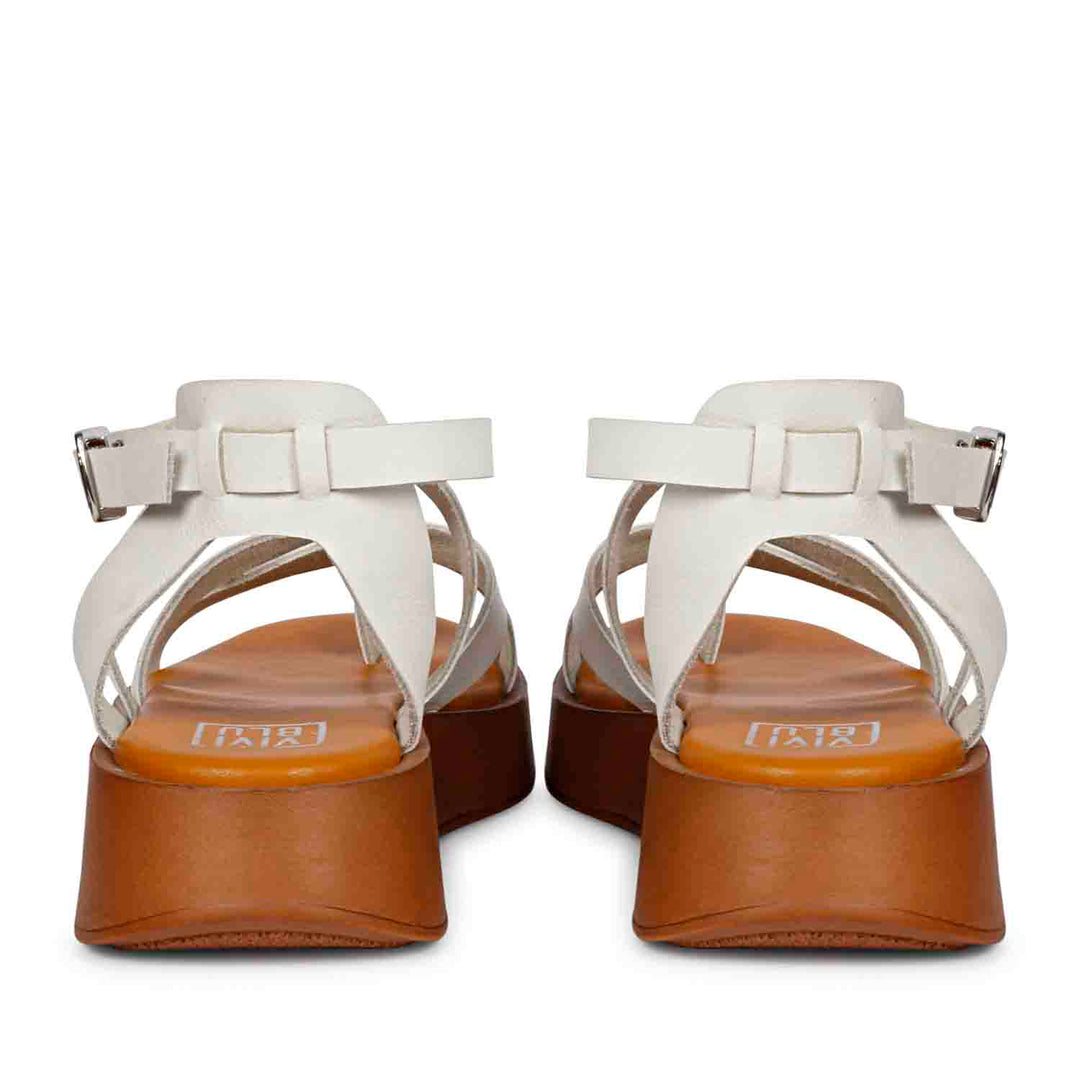 ViviBlu White Leather Platform Sandals