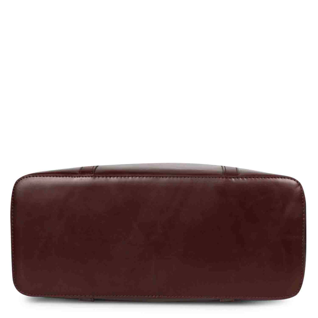 Favore Dark Brown Leather Structured Shoulder Bag