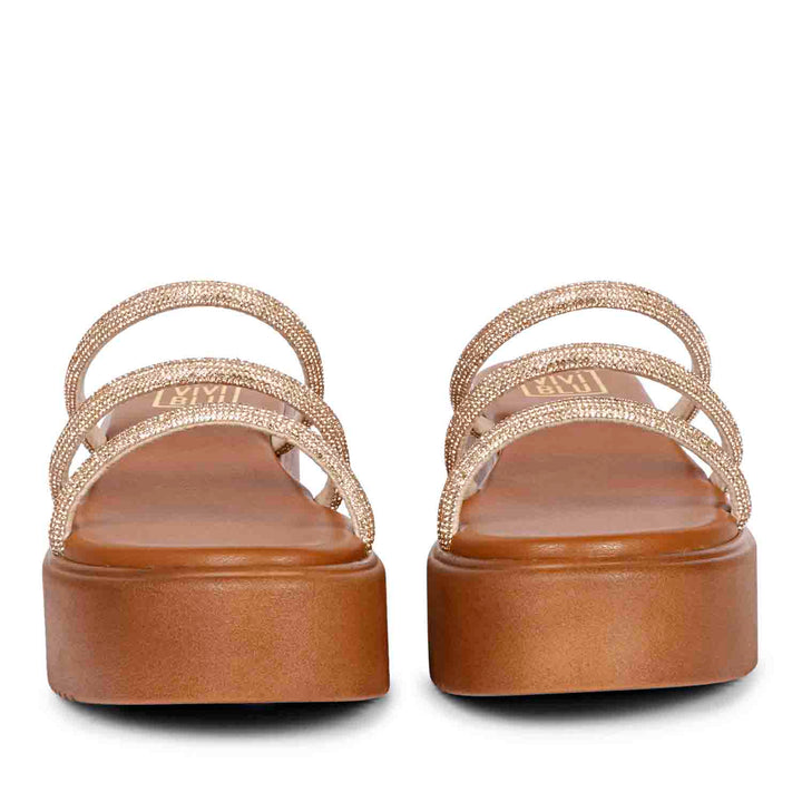 Cloe Crystal Cord Tan Platform Sandals