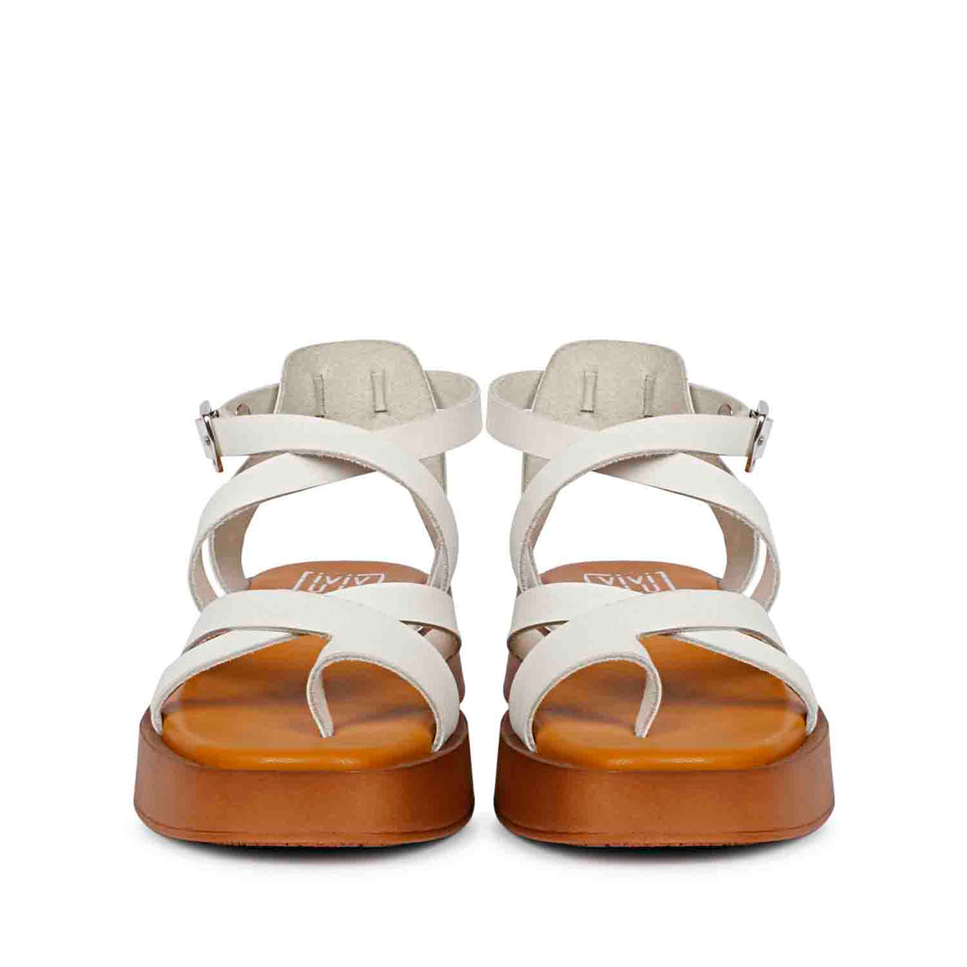 ViviBlu White Leather Platform Sandals
