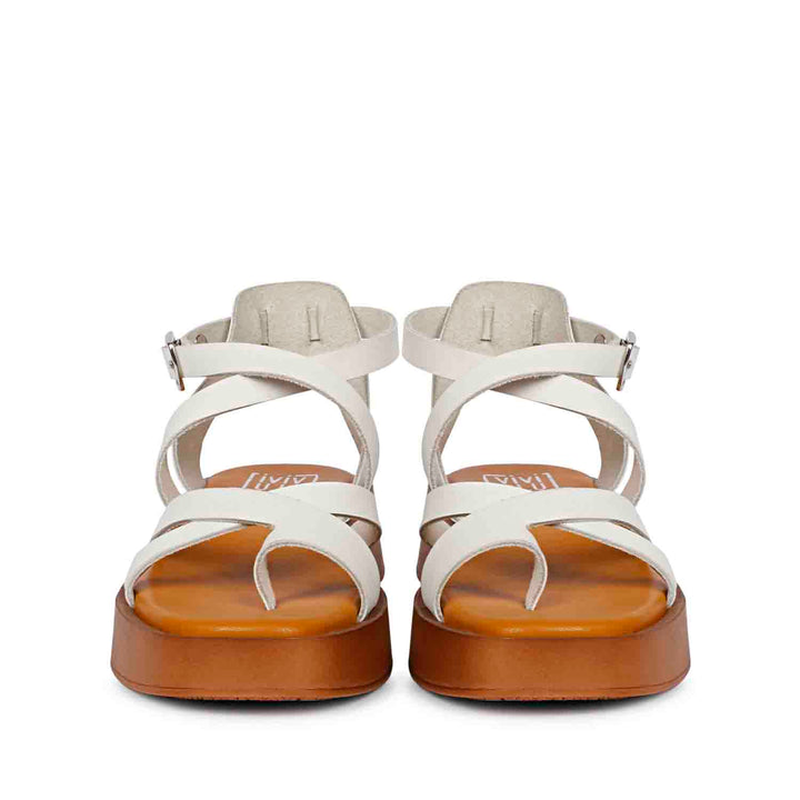 ViviBlu White Leather Platform Sandals