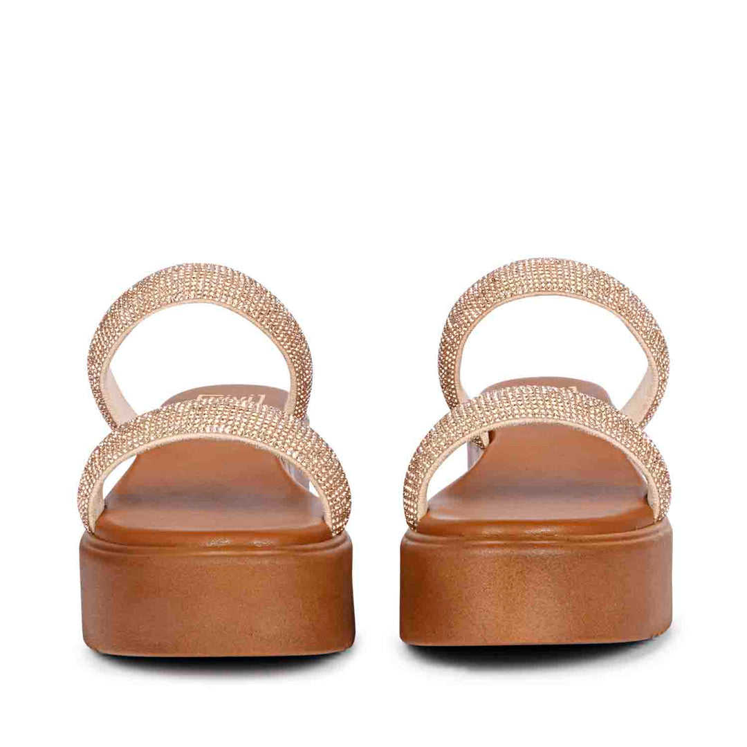 Aylin Crystal Cord Tan Platform Sandals