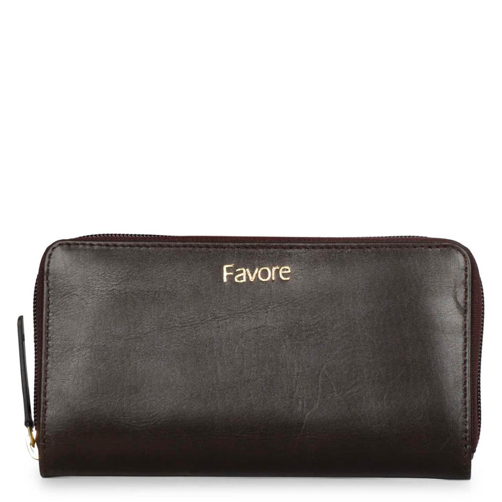 Favore Dark Brown Leather Purse Clutches