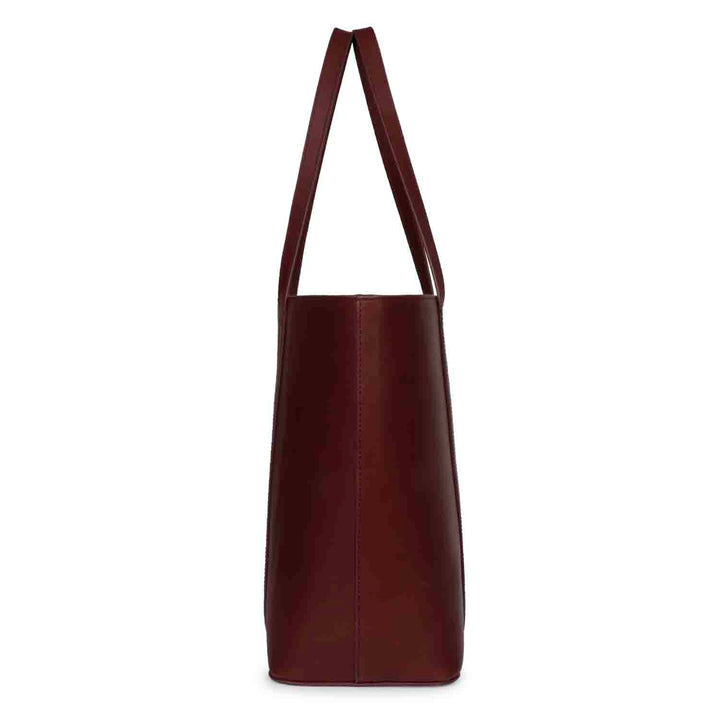 Favore Maroon Leather Structured Shoulder Bag