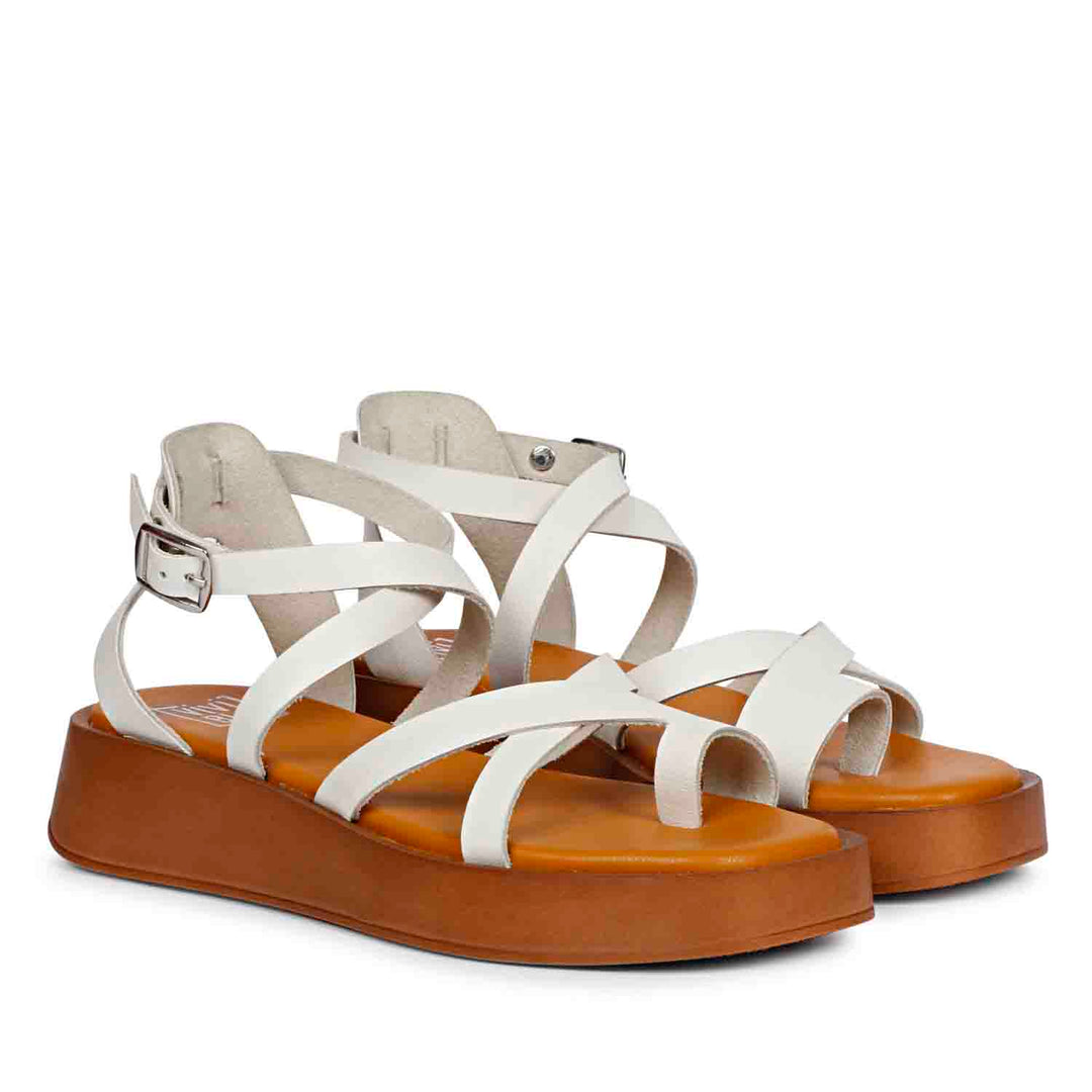 ViviBlu White Leather Platform Sandals