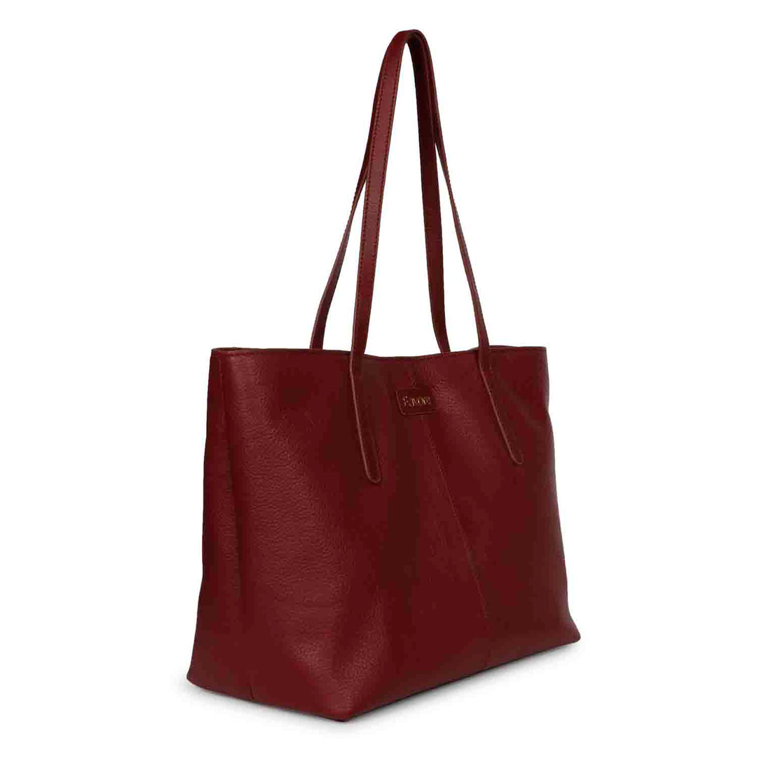 Favore Maroon Leather Structured Shoulder Bag – SaintG India
