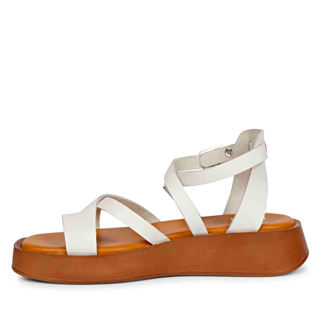 ViviBlu White Leather Platform Sandals