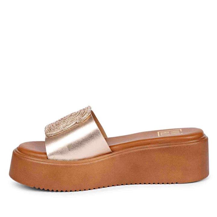 Freya Platin Leather Platform Sandals