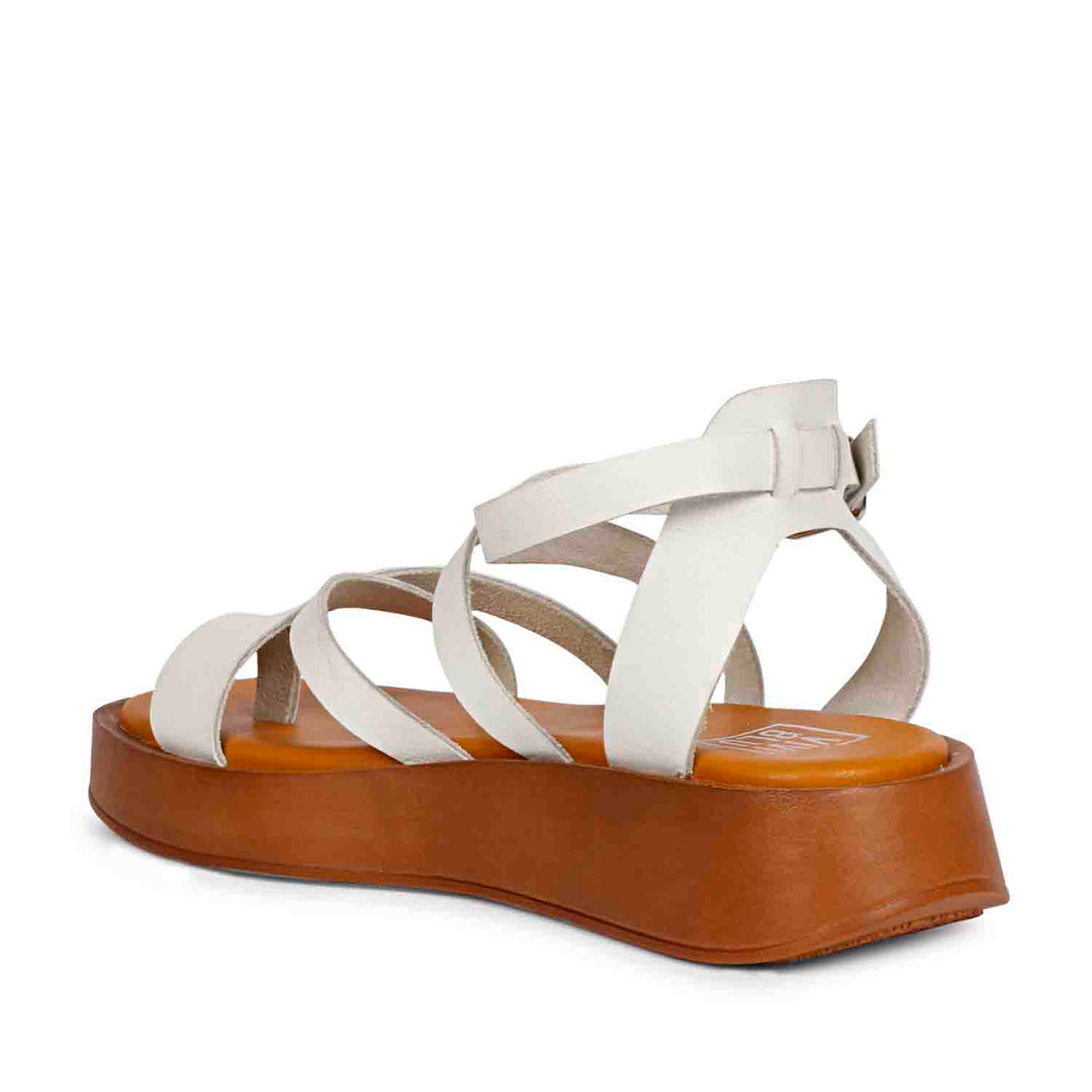 ViviBlu White Leather Platform Sandals