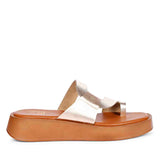 ViviBlu Champagne Leather Platform Sandals