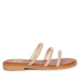 Cloe Crystal Cord Tan Flat Sandals