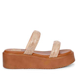 Aylin Crystal Cord Tan Platform Sandals